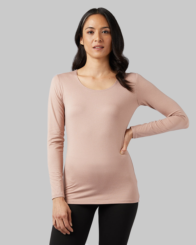 Womens 32 Degrees Heat Thermal Base Scoop Neck Shirt Long Sleeve XL/HT Grey  