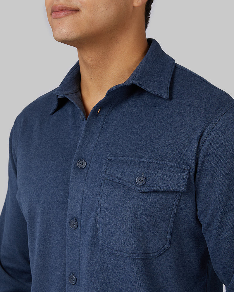 Men's Soft Stretch Knit Button-Up Shirt