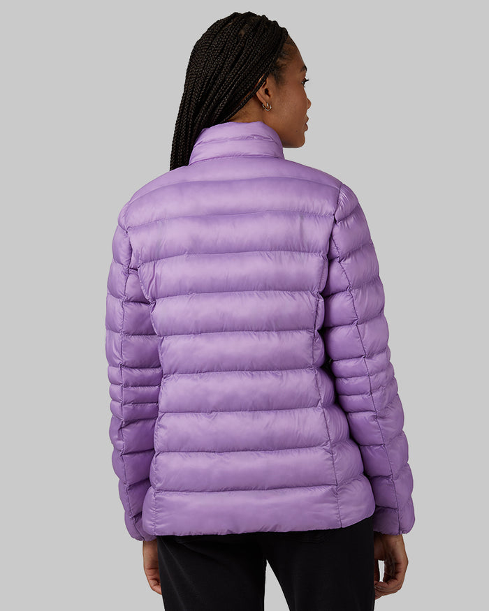 32 Degrees Regal Orchid _ Women's Lightweight Poly-Fill Packable Jacket {model: Dido is 5'9"and size 4, wearing size S}{bottom}{right} {bottom}{right}