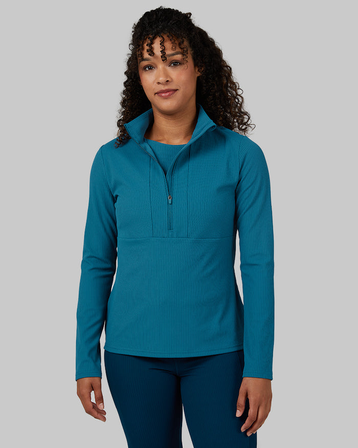 32 Degrees Corsair _ Women's Active Rib ½ Zip Top {model: Alexis is 5'6", wearing size S}{bottom}{right} {bottom}{right}