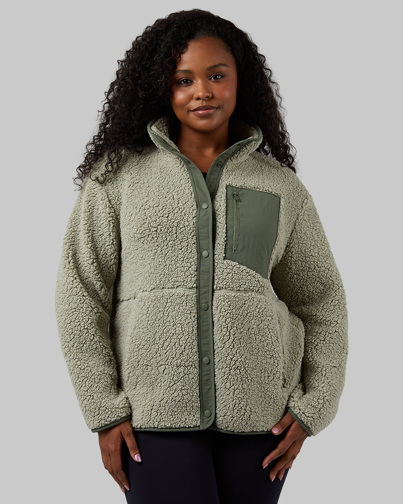 32 Degrees Women s Cozy Sherpa Snap Jacket Seagrass XXL