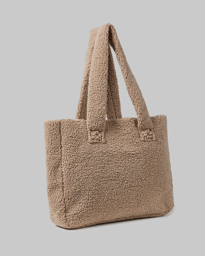 32 Degrees Mauve Mocha Meringue _ Women's Cozy Sherpa Tote Bag {bottom}{right}