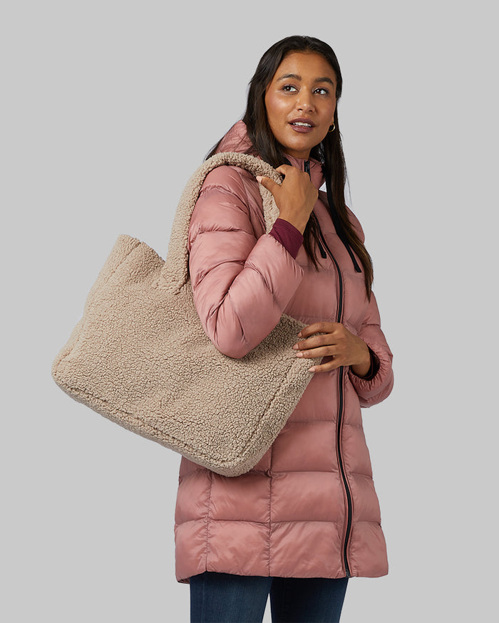 32 Degrees Mauve Mocha Meringue _ Women's Cozy Sherpa Tote Bag {bottom}{right}