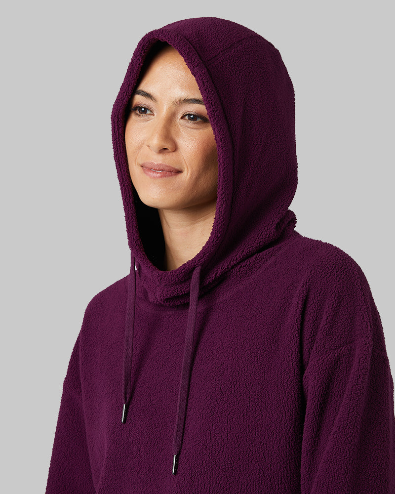 32 Degrees Women s Shorthair Sherpa Pullover Hoodie Pickled Beet XXL