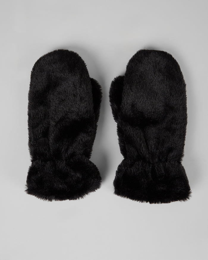 32 Degrees Black_Women's Plush Fur Mittens {bottom}{right}