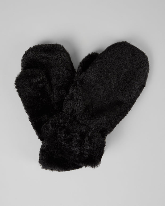 32 Degrees Black_Women's Plush Fur Mittens {bottom}{right}