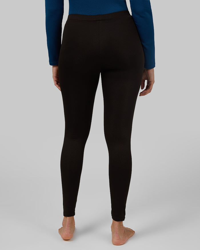 32 Degrees Black _ Women's Midweight Brushed Baselayer Legging {model: Renee is 5'9", wearing size S}{bottom}{right} {bottom}{right}