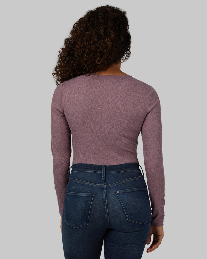 32 Degrees Victorian Berry Heather _ Women's Soft Rib Scoop Top {model: Alexis is 5'6", wearing size S}{bottom}{right} {bottom}{right}