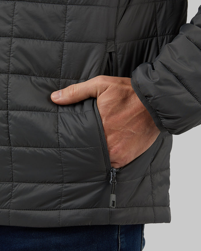 32 Degrees Dark Shadow _ Men's Lightweight Quilted Jacket {model: Bobby is 6'1", wearing size M}{bottom}{right} {bottom}{right}