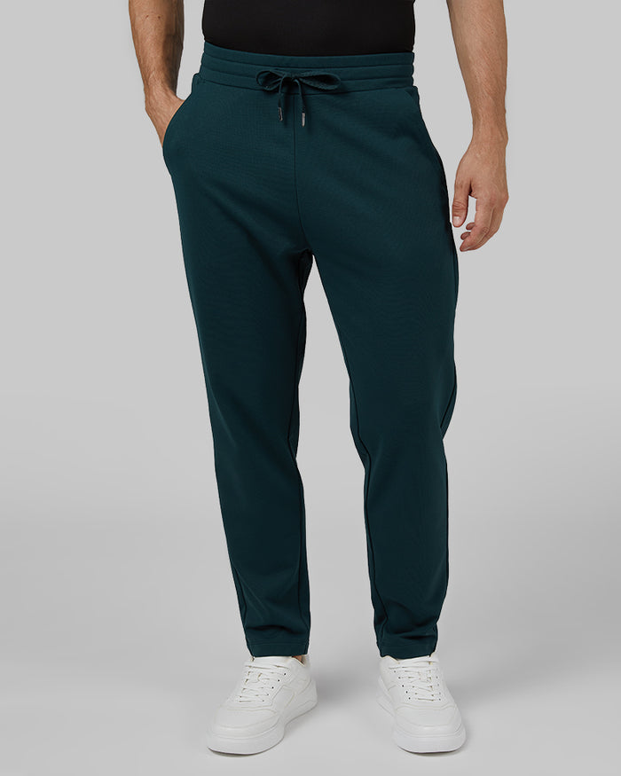 32 Degrees Deep Green _ Men's Soft Stretch Terry Jogger {model: Leo is 6'1", wearing size M}{bottom}{right} {bottom}{right}