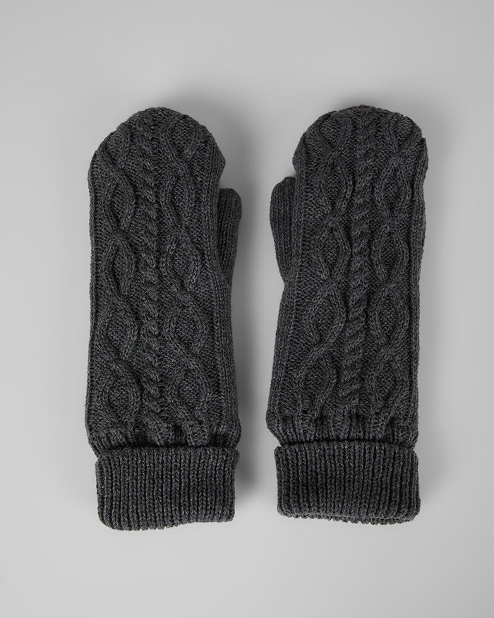 32 Degrees Charcoal Heather_Cable Knit Mittens {bottom}{right}