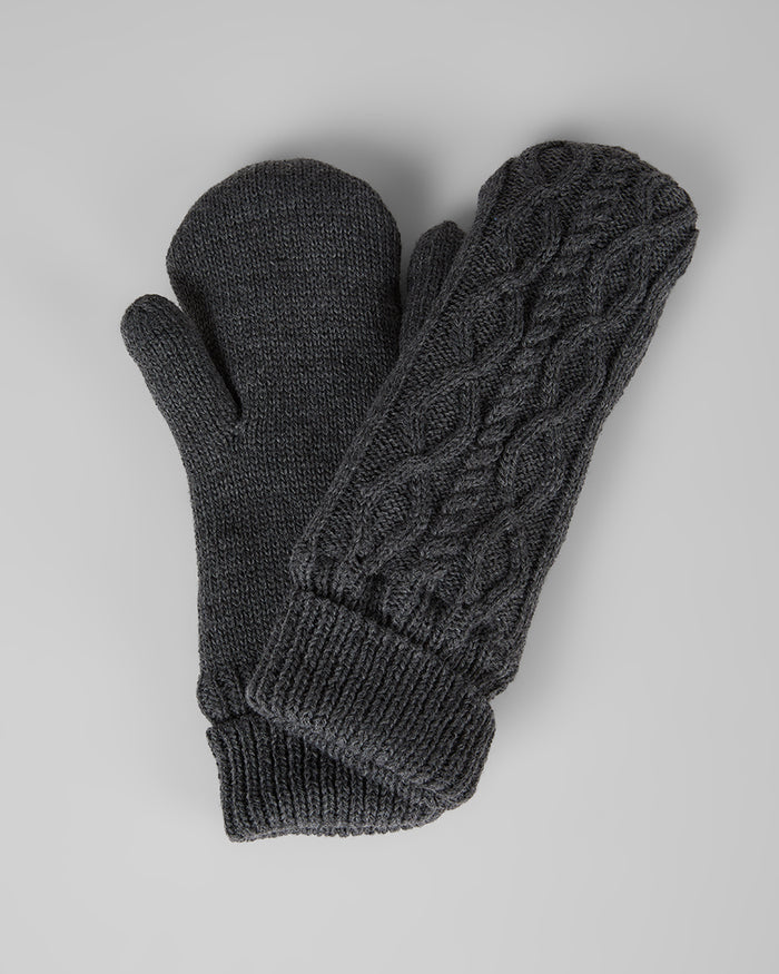 32 Degrees Charcoal Heather_Cable Knit Mittens {bottom}{right}