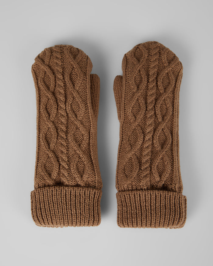 32 Degrees Dark Tan_Cable Knit Mittens {bottom}{right}