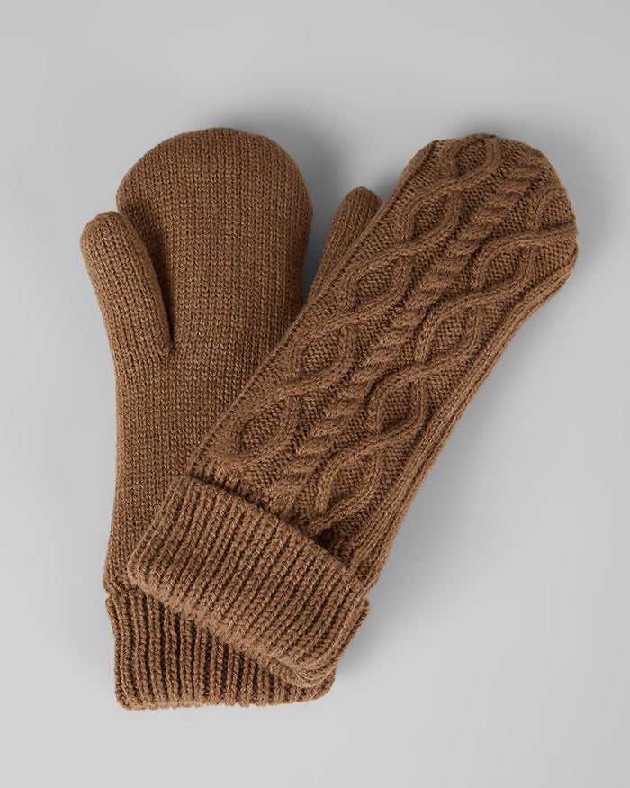 32 Degrees Dark Tan_Cable Knit Mittens {bottom}{right}