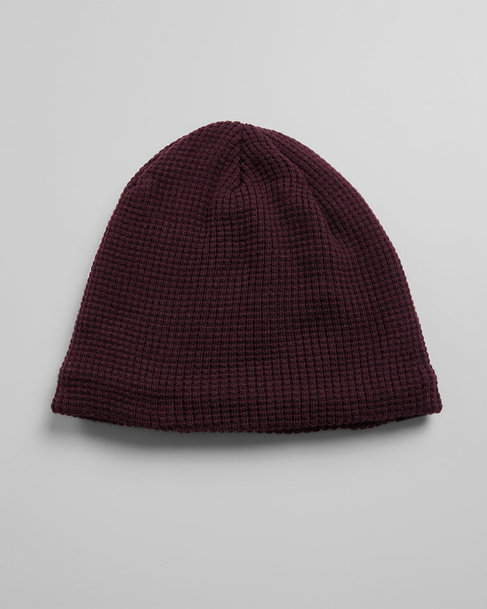 32 Degrees Bordeaux_Waffle sherpa-Lined Beanie {bottom}{right}