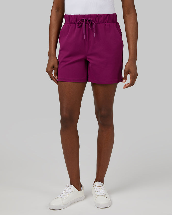 32 Degrees Plum Caspia _ Women's Stretch Active Short {model: Wemi is 5'10" and size 2-4, wearing size S}{bottom}{right} {bottom}{right}