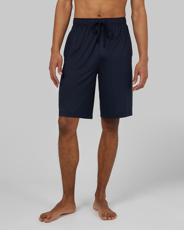 32 Degrees Navy _ Mens Cool Sleep Short {model: Isaiah is 6'2", wearing size M}{bottom}{right} {bottom}{right}