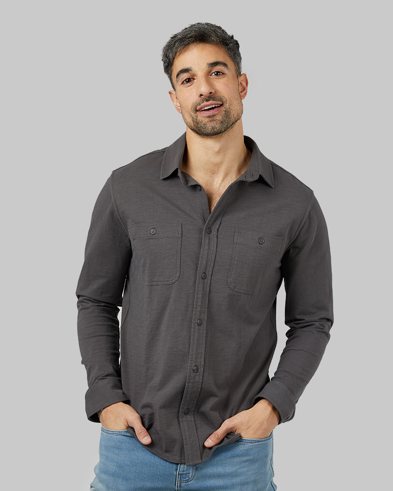 32 Degrees Men's Soft Wash Knit Long Sleeve Button-up Shirt (3 Colors)