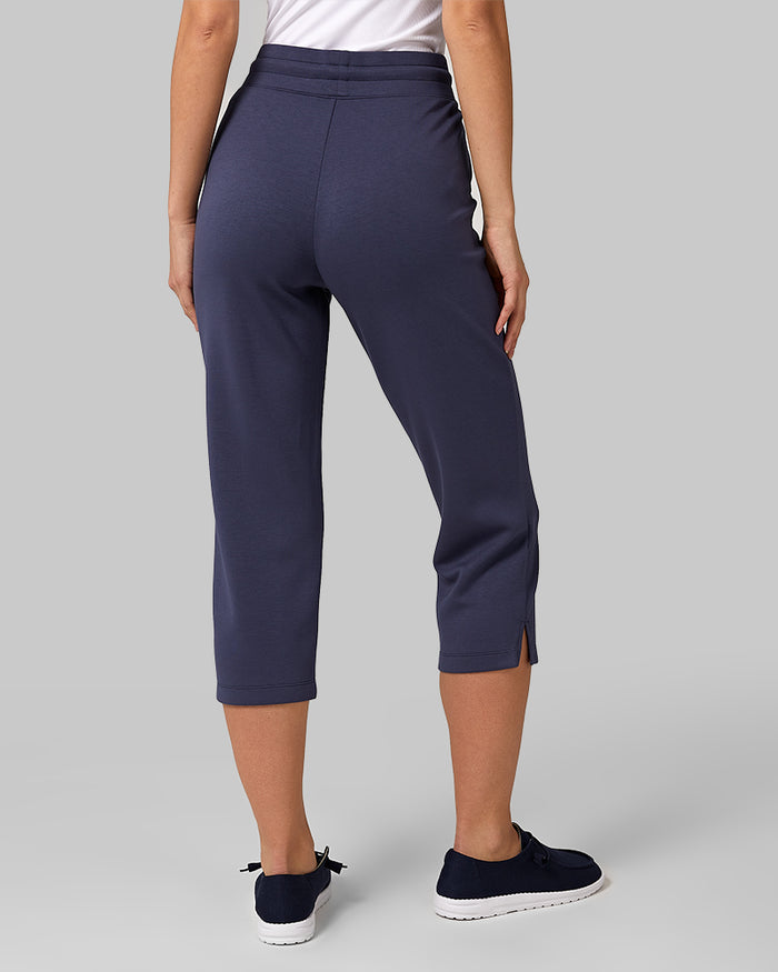 32 Degrees Ash Blue _ Women's studio Tech Capri {model: Larosey is 5'9"and size 2, wearing size S}{bottom}{right} {bottom}{right}