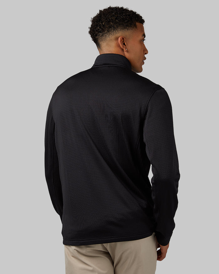 32 Degrees Black _ Men's Grid Tech Full-Zip {model: Anthony is 6'0", wearing size M}{bottom}{right} {bottom}{right}