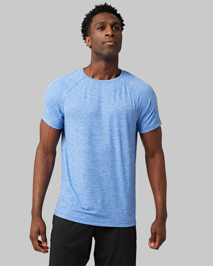 32 Degrees Blue Eyes Space Dye _ Men's Cool Active T-shirt {model: Ezekiel is 6'2", wearing size M}{bottom}{right} {bottom}{right}