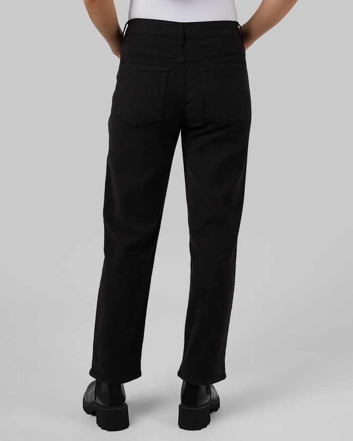 32 Degrees Black _ Women's Stretch Comfort Relaxed "Sweatpant" Jean {model: Dara is 5'7", wearing size 4}{bottom}{right} {bottom}{right}