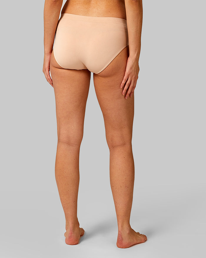 32 Degrees Tan _Women’s 3PK Seamless Stretch Comfort Brief {model: Kendhal is 5’10” and size 6, wearing size S}{bottom}{right}