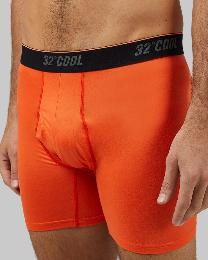 32 Degrees Team Orange _ Men's Cool Active Boxer Brief {model: Fran is 6'2", wearing size M}{bottom}{right} {bottom}{right}