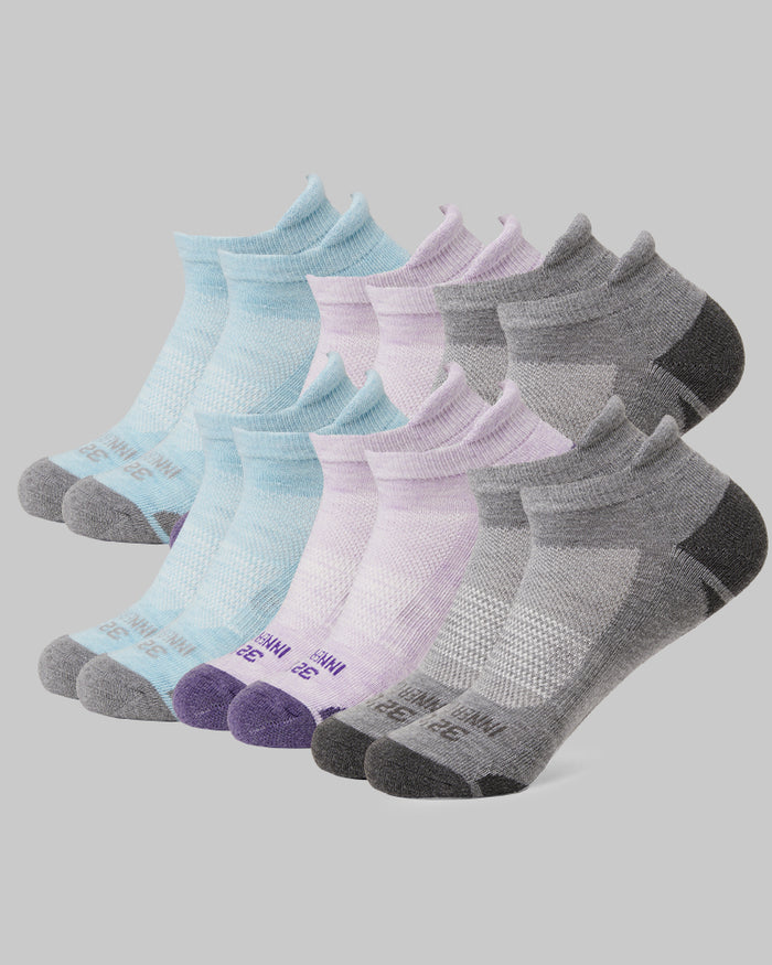 32 Degrees Cloud/Lavender/Grey _ Women's 6-Pack Cool Comfort Ankle Running Socks {bottom}{right}