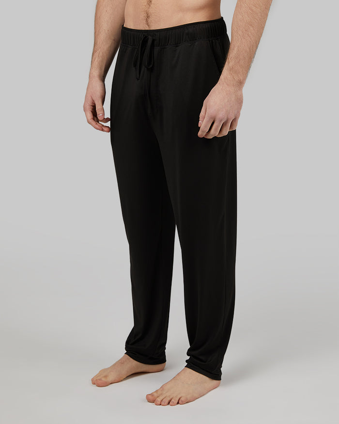 32 Degrees Black _ Mens Cool Sleep Pant {model: Lane is 6', wearing size M}{bottom}{right} {bottom}{right}