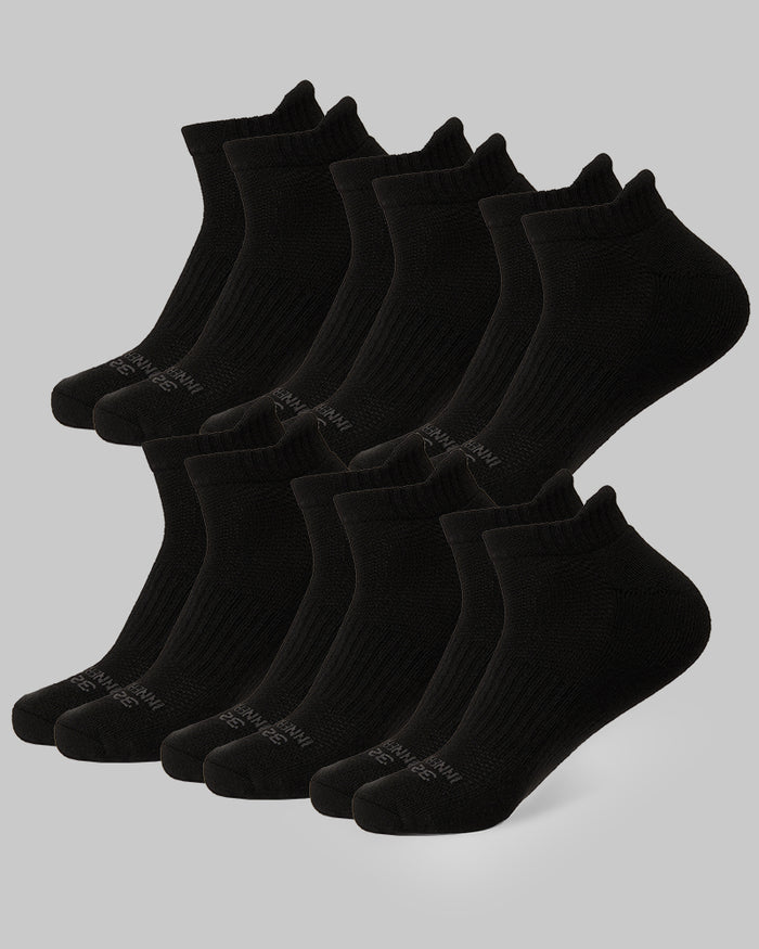 32 Degrees Black _ Men's 6-Pack Cool Comfort Ankle Running Socks {bottom}{right}