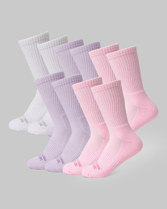 32 Degrees Pink/Purple/White _ Women's 5-Pack Cool Comfort Crew Socks {bottom}{right}