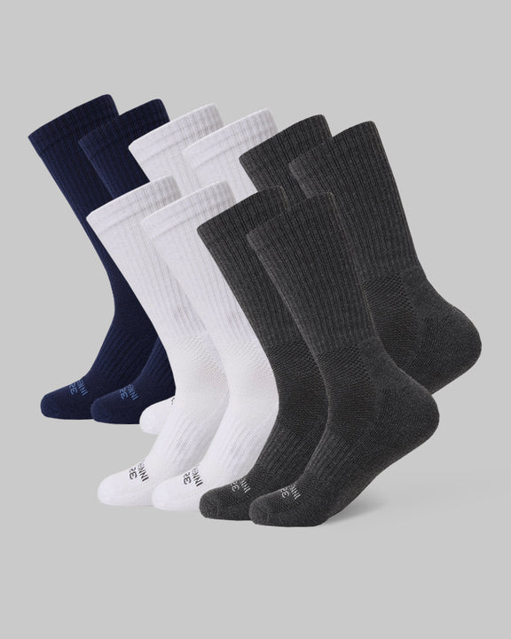 32 Degrees White/Black Heather/Navy _ Men's 5-Pack Cool Comfort Crew Socks {bottom}{right}